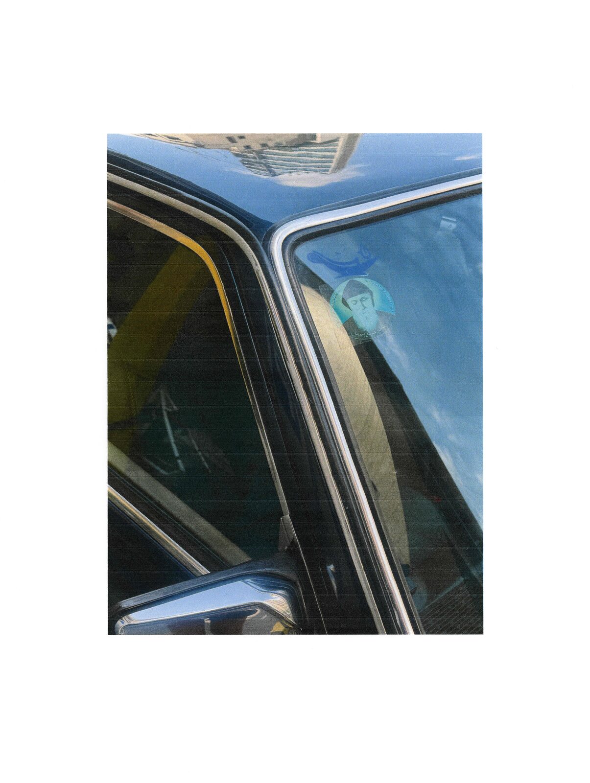 Scanned print of a dark car window — Mariam El Gendy for ZELZAL