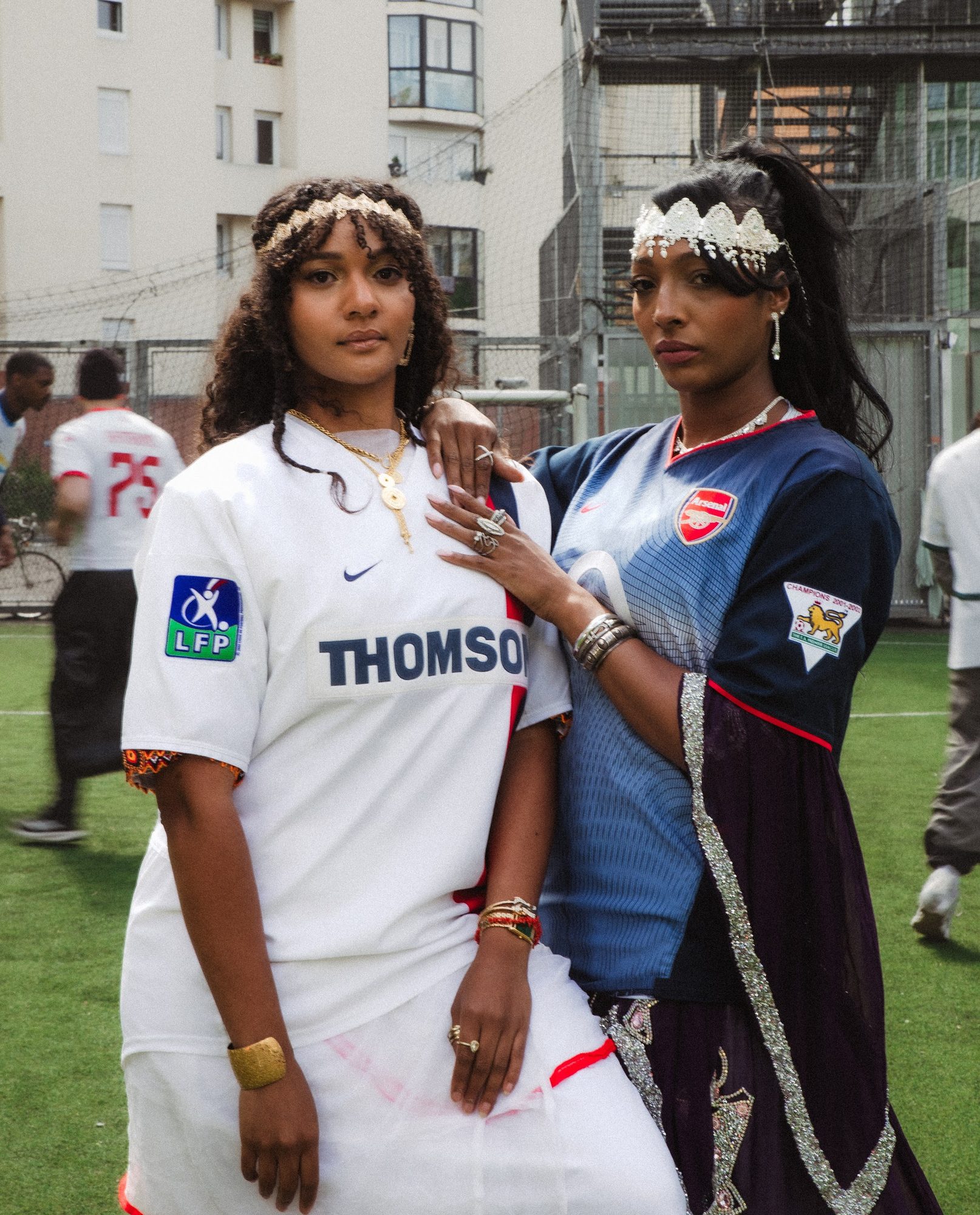 STREET LEAGUE: two young women in football shirts